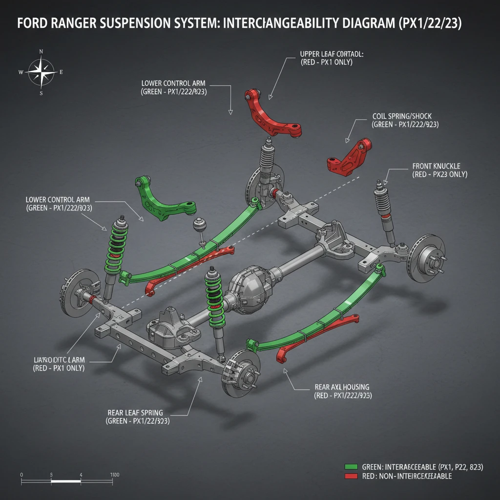 Ford Ranger Parts Compatibility Diagram