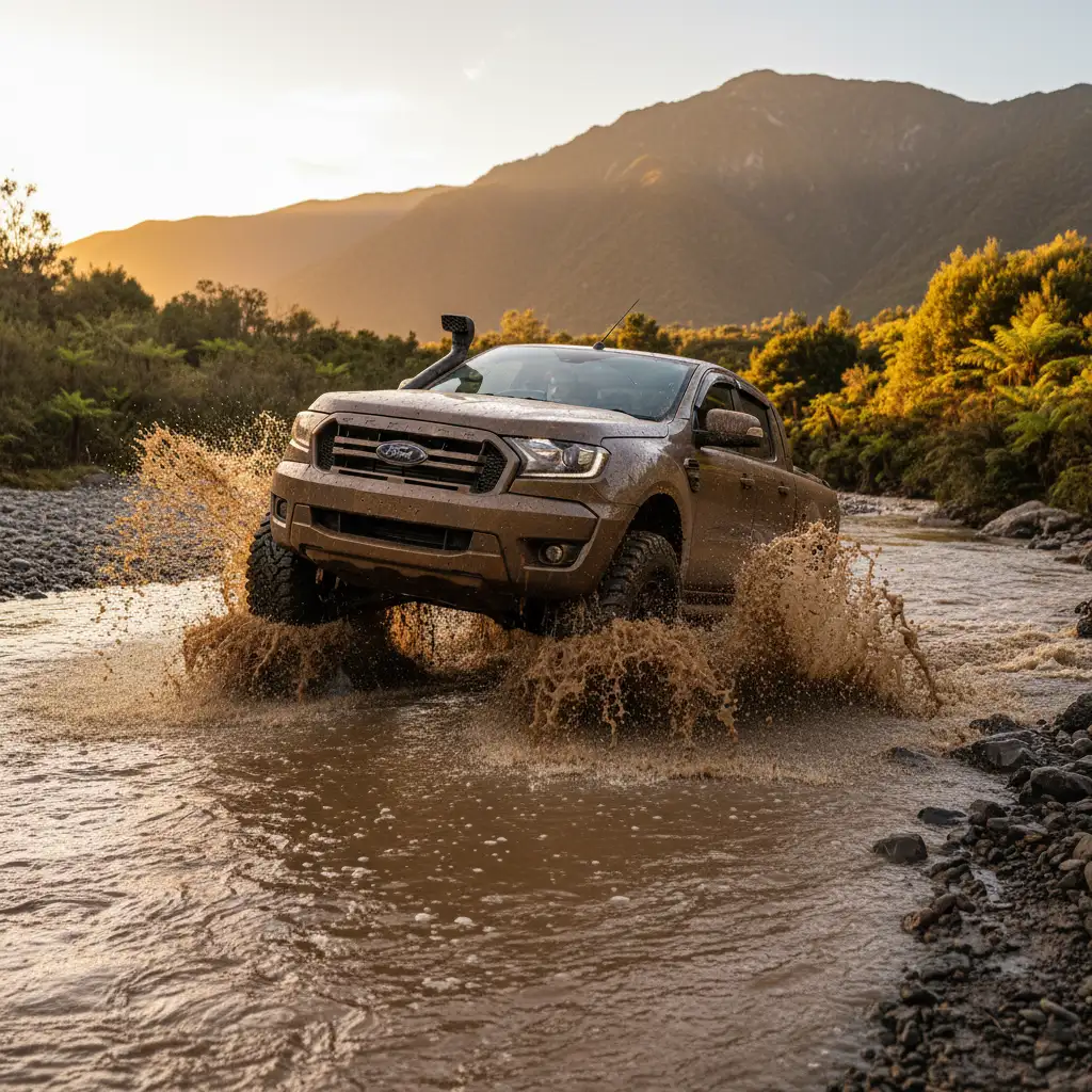Ford Ranger PX1 with aftermarket suspension lift kit off-roading