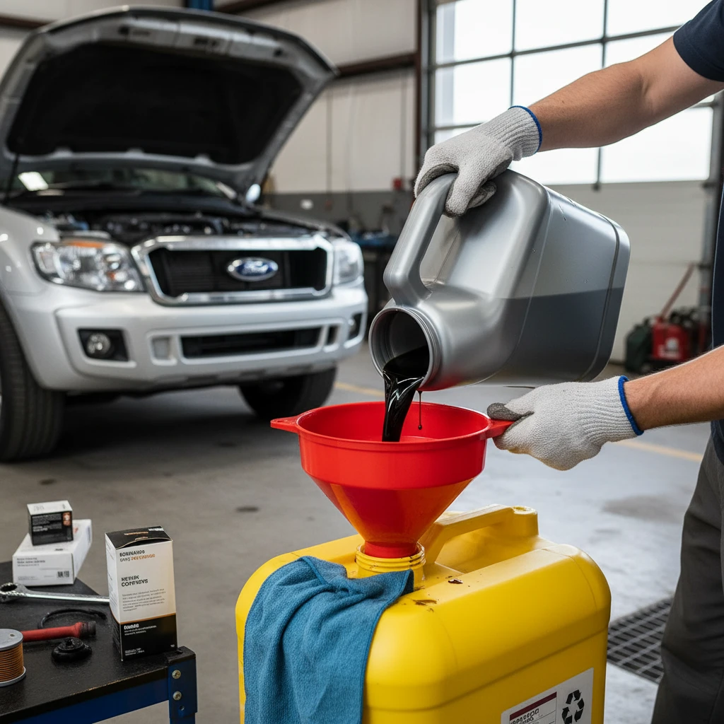 Proper disposal of used engine oil after a DIY service