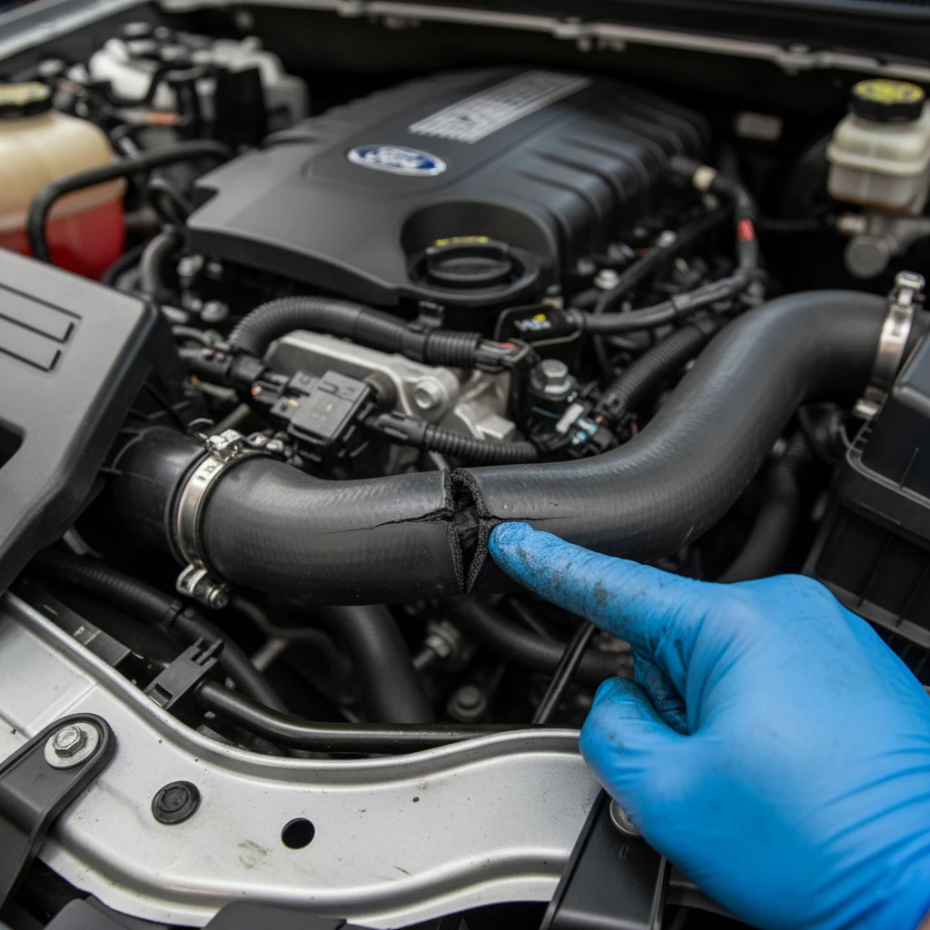Split intercooler hose on Ford Ranger 3.2L engine