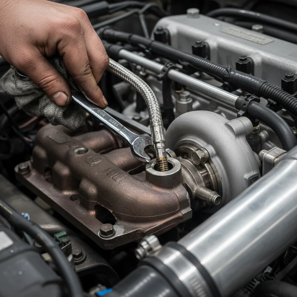Installing new oil feed line on Ford Ranger turbo