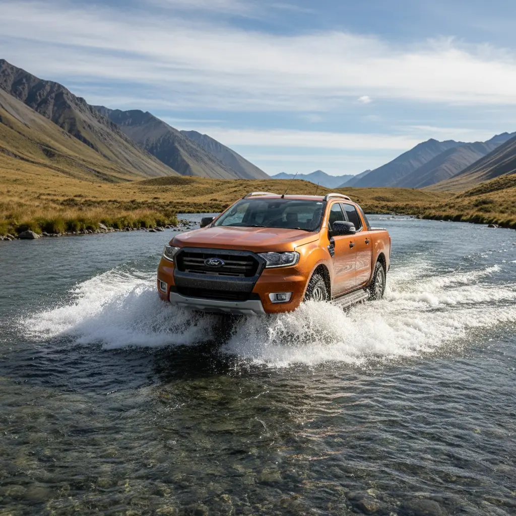 Ford Ranger crossing a river requiring diff breathers