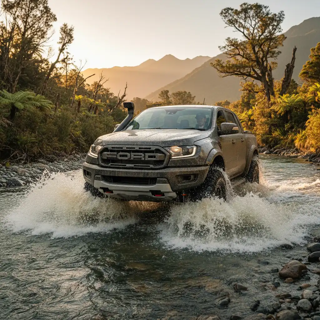 Modified Ford Ranger off-roading in New Zealand