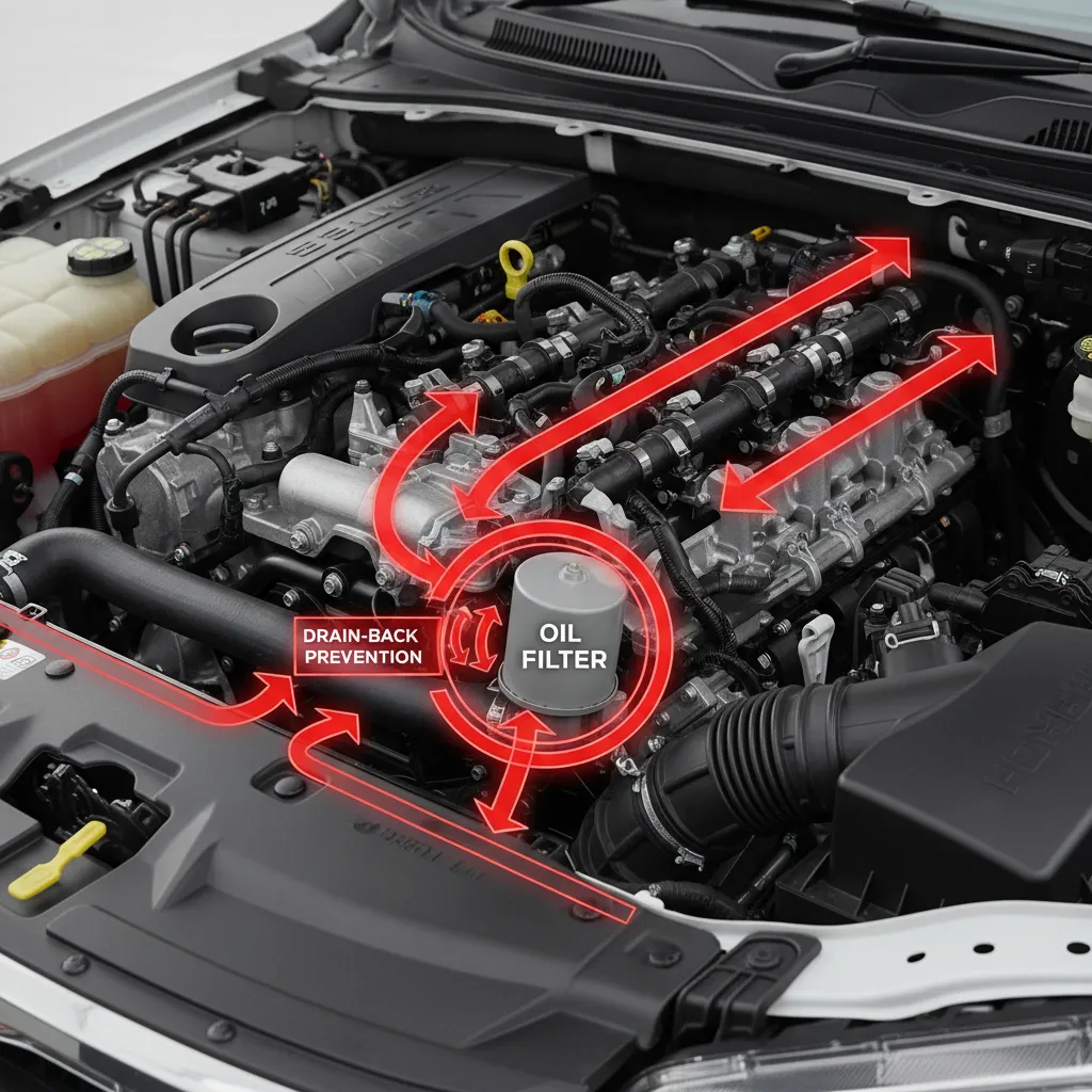 Ford Ranger engine oil flow and anti-drain back valve function