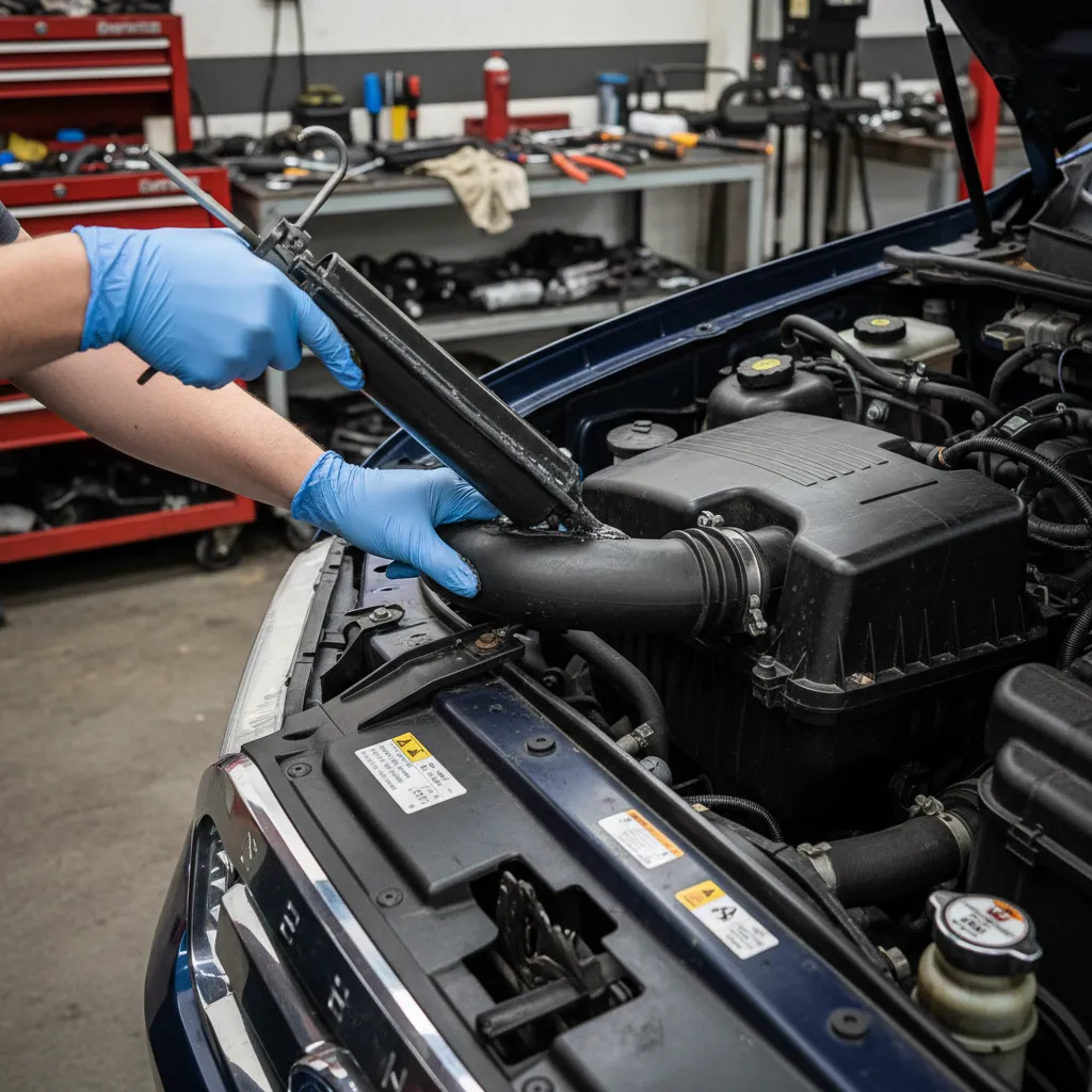 Professional installation of Ford Ranger snorkel ensuring watertight seal