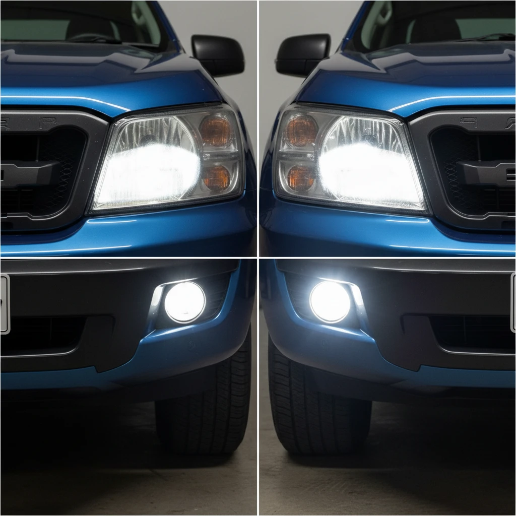 Ford Ranger headlight restoration before and after